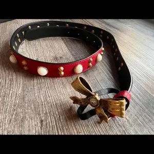 Gucci | Accessories | Gucci Studded Leather Belt Metal Bow  display picture 3